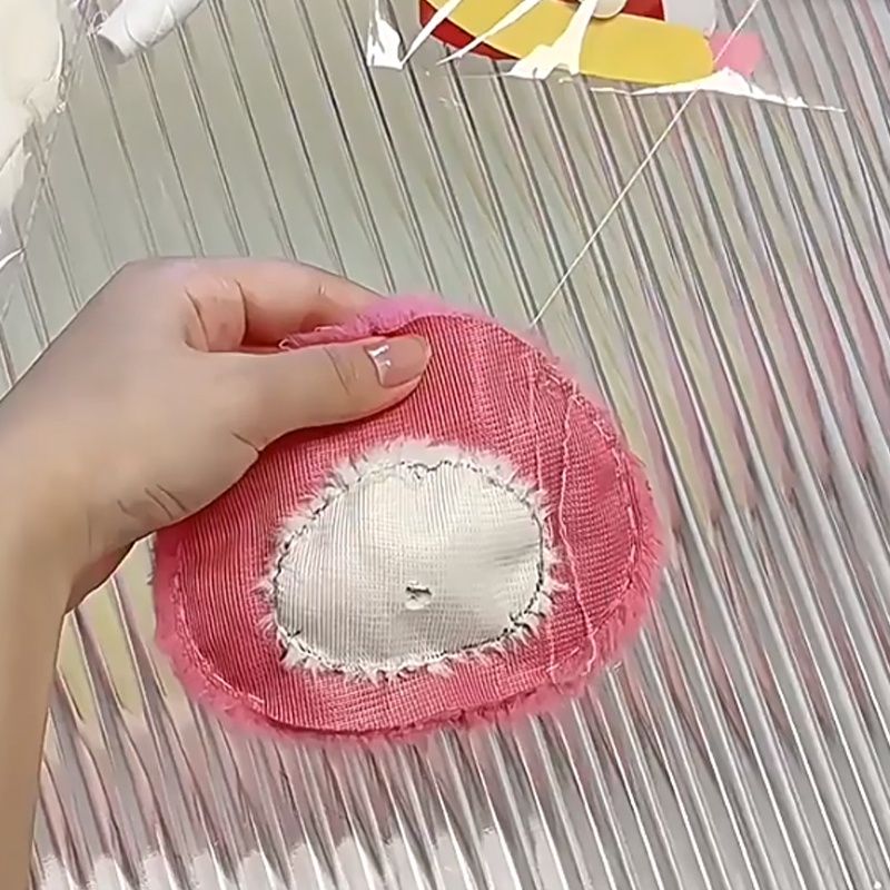 Strawberry bear kt cat plush doll handmade diy material bag homemade spit bubble squeak cartoon doll house phụ kiện