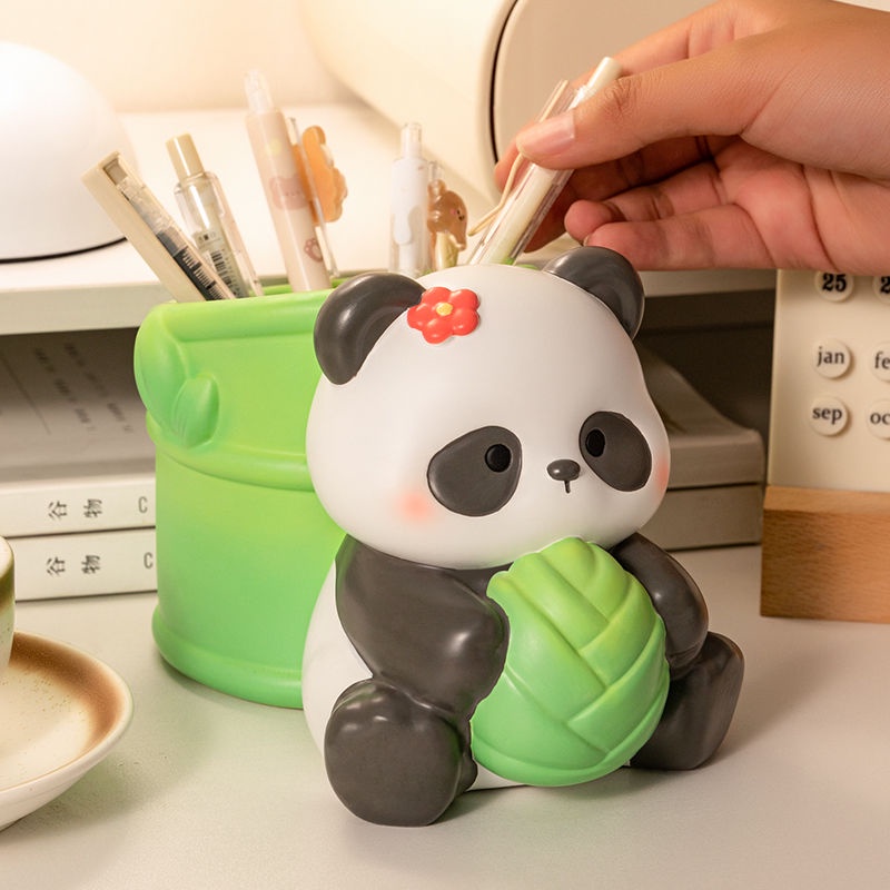 Giá Đỡ Bút / Mỹ Phẩm Hình Gấu Trúc Sáng Tạo Trang Trí Bàn Làm Việc / Học Sinh / Làm Quà