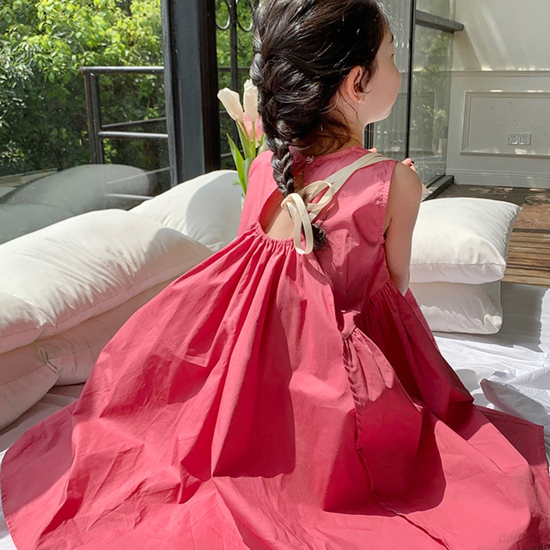 Váy thường trẻ em mới mùa hè phiên bản hàn quốc của bé gái váy không tay dễ thương