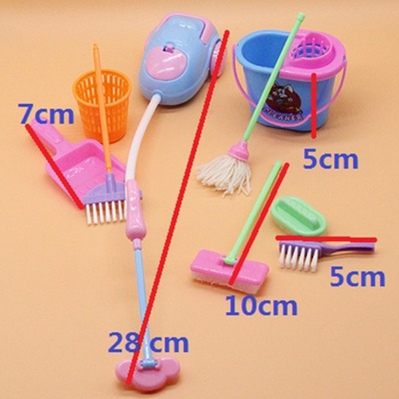 9 cái / bộ mini pretend play mop broom toys dụng cụ và đồ chơi làm sạch trẻ em dễ thương