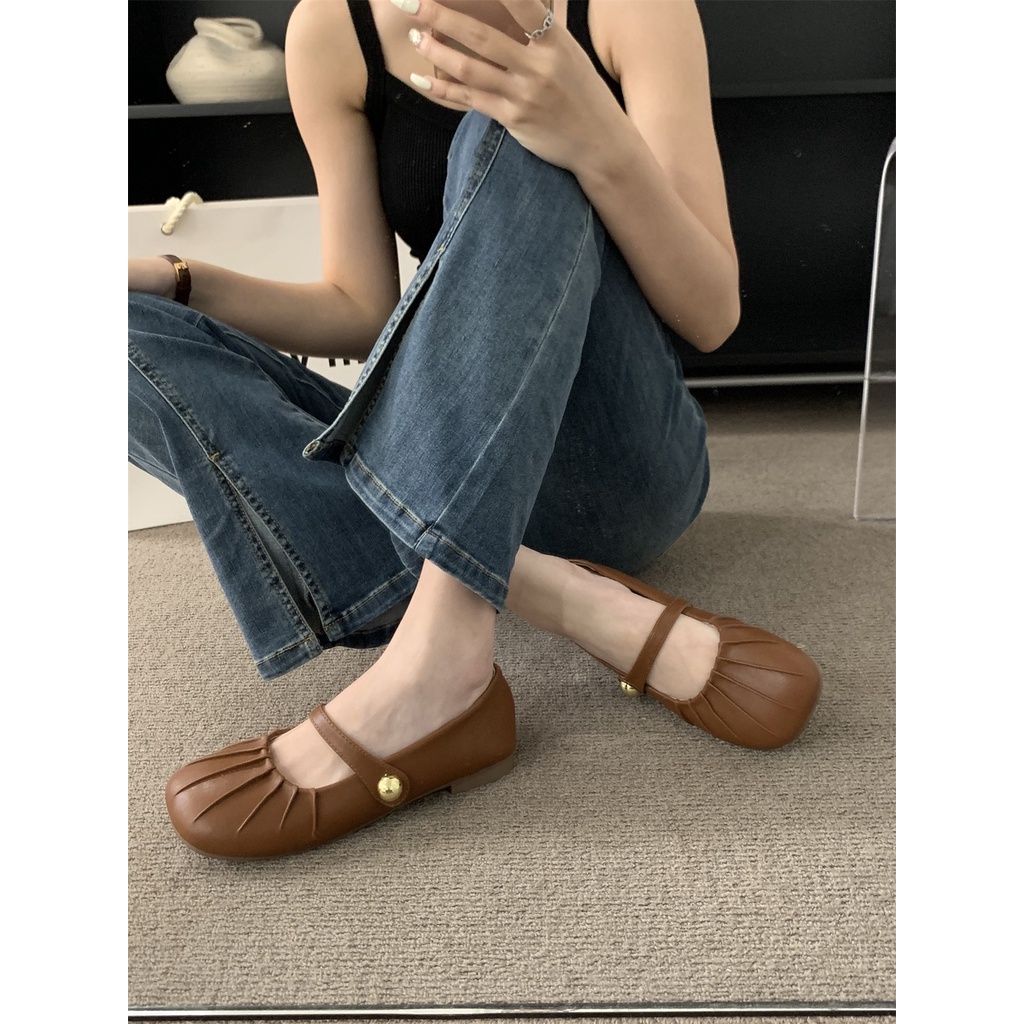 Mary jane Giày Búp Bê Da Đế Mềm Êm Chân Hợp Thời Trang