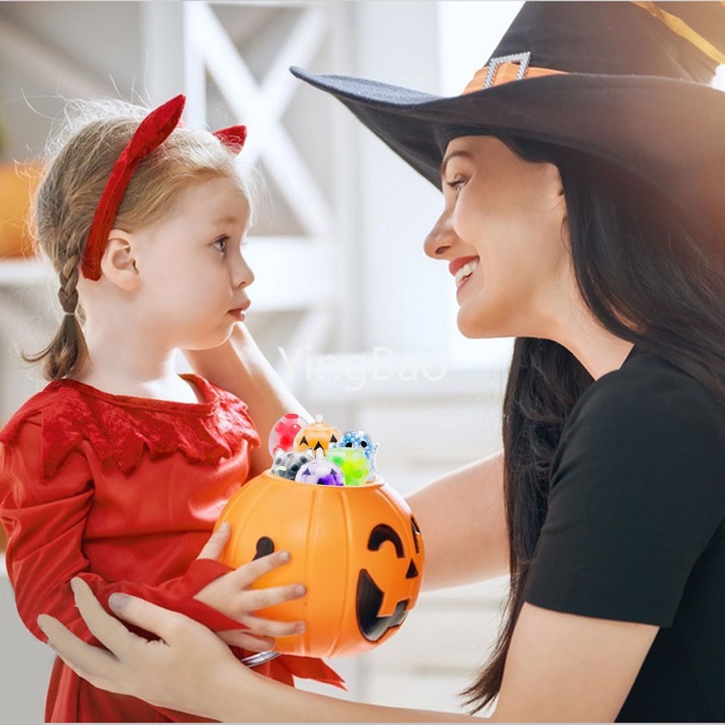 Set 10 Đồ Chơi Bóp Tay Giảm Căng Thẳng Hình Quả Bóng halloween mini Có Hạt Nước