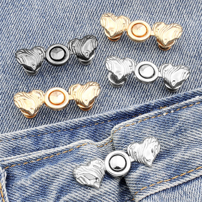 Nút Cài Hình Hoa / Bướm / Trái Tim Bằng Hợp Kim Không Cần Đóng Đinh / Quần Jean Có Thể Tháo