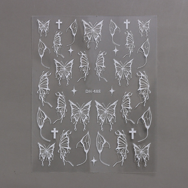 Richh Set 6 Tấm Sticker Dán Móng Nghệ Thuật diy Hình Bướm