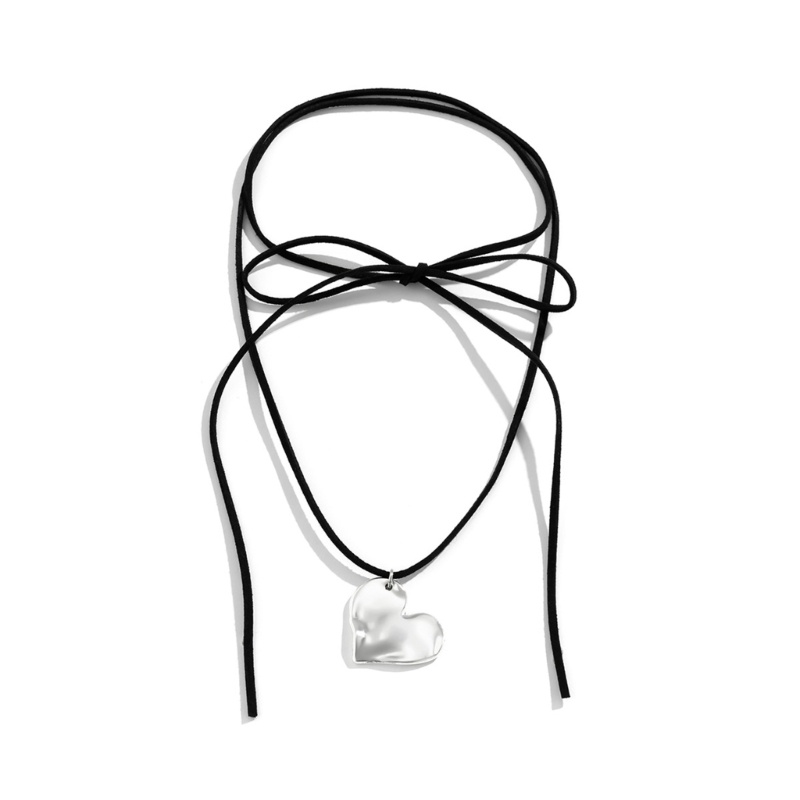 Vòng Cổ Choker Thắt Nút Mặt Trái Tim Đơn Giản Có Thể Điều Chỉnh