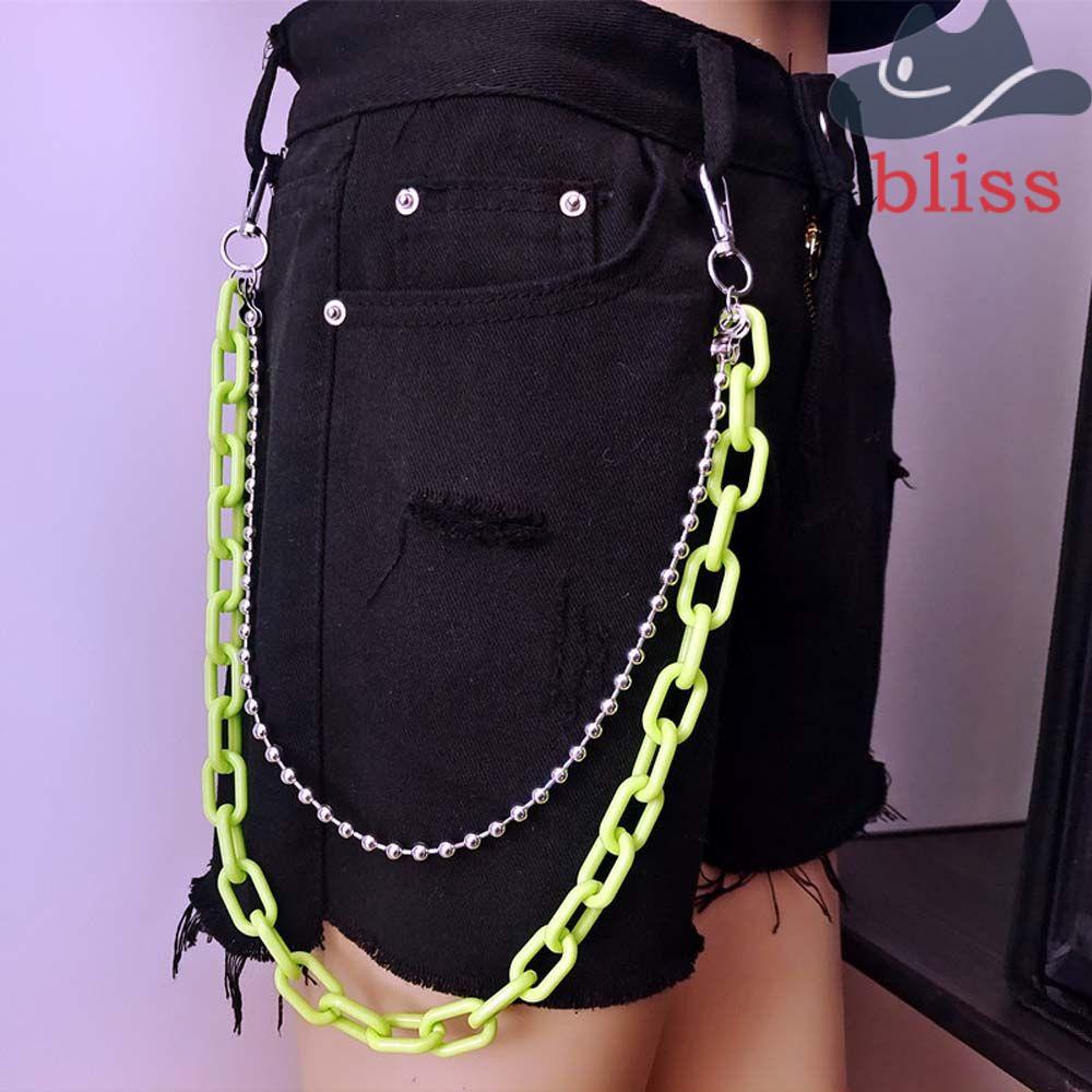Dây Xích Bằng Nhựa Màu Xanh Lá Dạ Quang Trang Trí Quần Phong Cách Hip Hop Cho Nam
