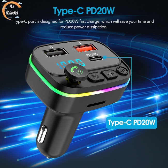 Máy Nghe Nhạc Mp3 Hai Cổng Usb Sạc Nhanh Pd20w B2 Led Kết Nối Bluetooth Cho Xe Hơi