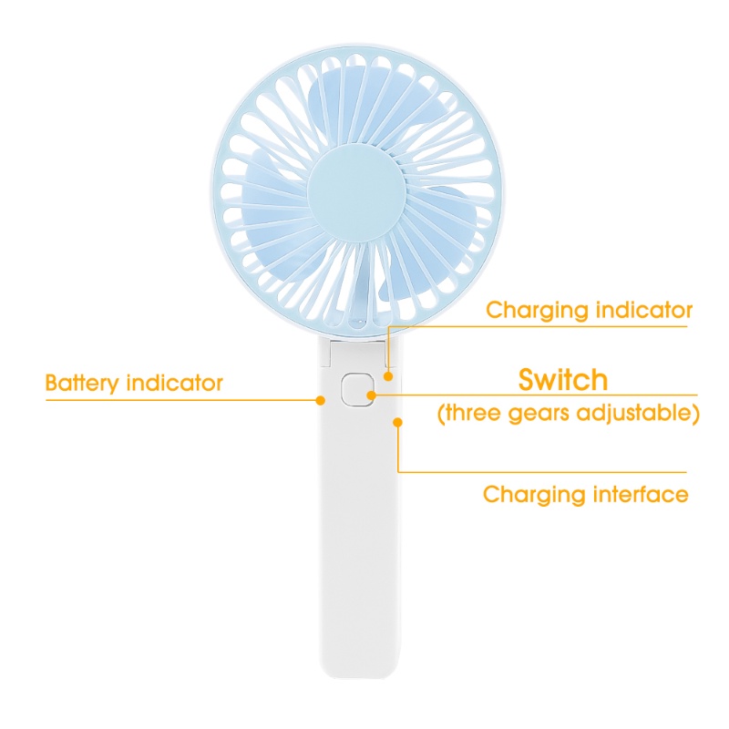 Quạt Nhựa 3 Tốc Độ Cầm Tay Mini Nhiều Màu Sắc Thời Trang Có Cổng Sạc USB Đa Năng