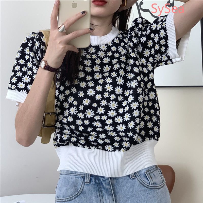 Áo Dệt Kim Dáng Rộng In Hoa Kiểu Retro Thời Trang Mùa Hè Cho Nữ