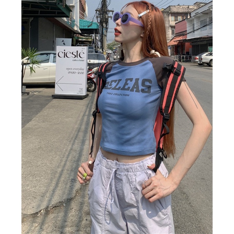 Áo Thun Lửng Tay Ngắn Cổ Tròn Dáng Ôm Trẻ Trung Hợp Thời Trang Cho Bạn Gái