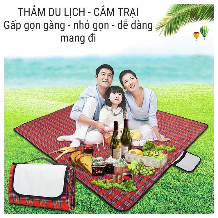 PVN58638 Thảm trải du lịch tấm bạt dã ngoại picnic cắm trại đi chơi biển đi phượt gấp gọn sọc kẻ caro
