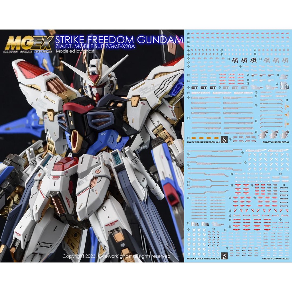 Decal Dán Trang Trí Xe Hơi In Chữ GHOST MGEX Strike Freedom