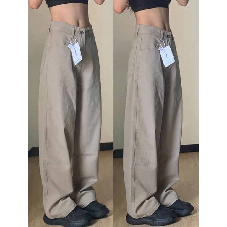 Quần Jean Ống Rộng Lưng Cao Thời Trang Mùa Hè Cho Nữ