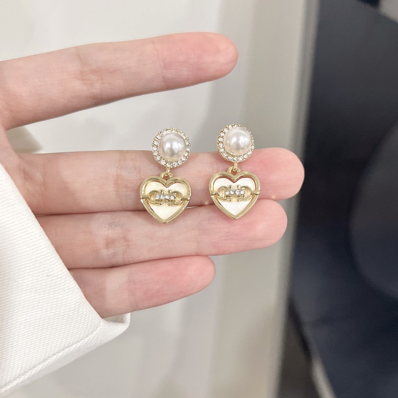 Bông Tai Ngọc Trai Hình Trái Tim Màu Trắng Sữa Thời Trang 2023 Cho Nữ