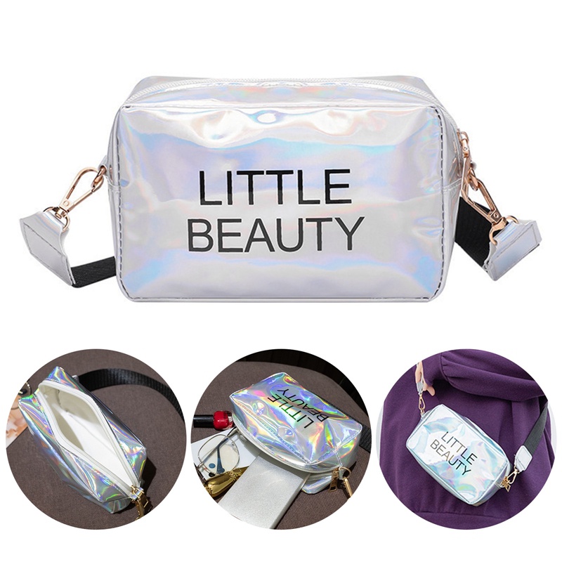 Túi Đeo Chéo Vai Bằng Nhựa Pvc Màu Laser Thời Trang Sành Điệu Cho Nữ