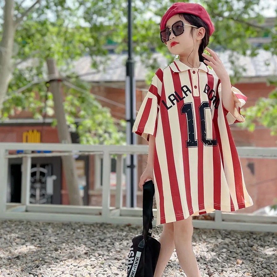 Đầm Thun Polo Họa Tiết Sọc Ngang Mùa Hè Hàng Mới Dành Cho Bạn Nữ