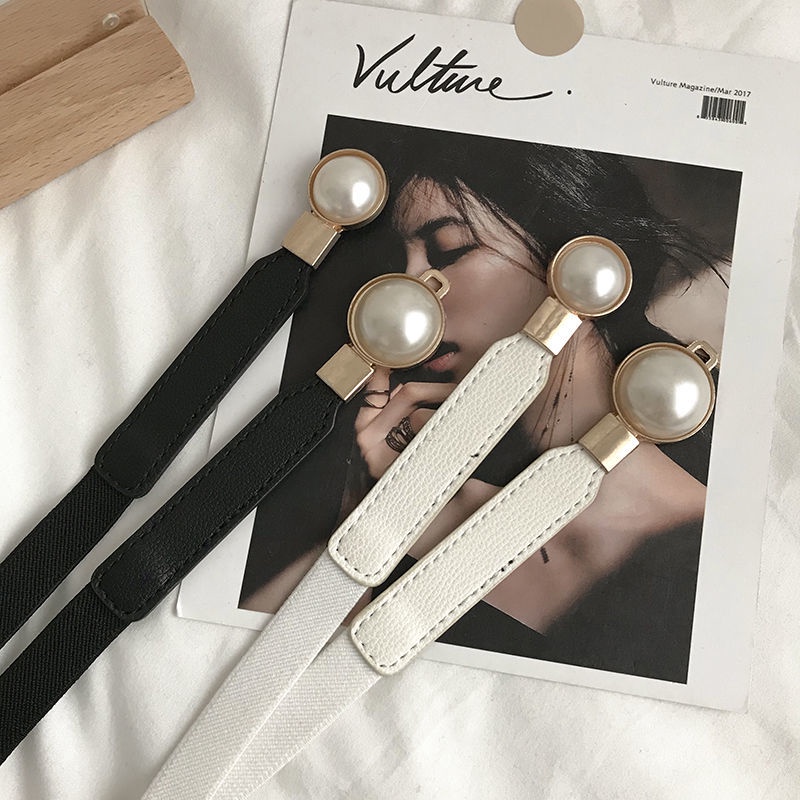 Thắt Lưng Chuỗi Hạt Ngọc Trai Co Giãn Phong Cách Hàn Quốc Thời Trang Cho Nữ