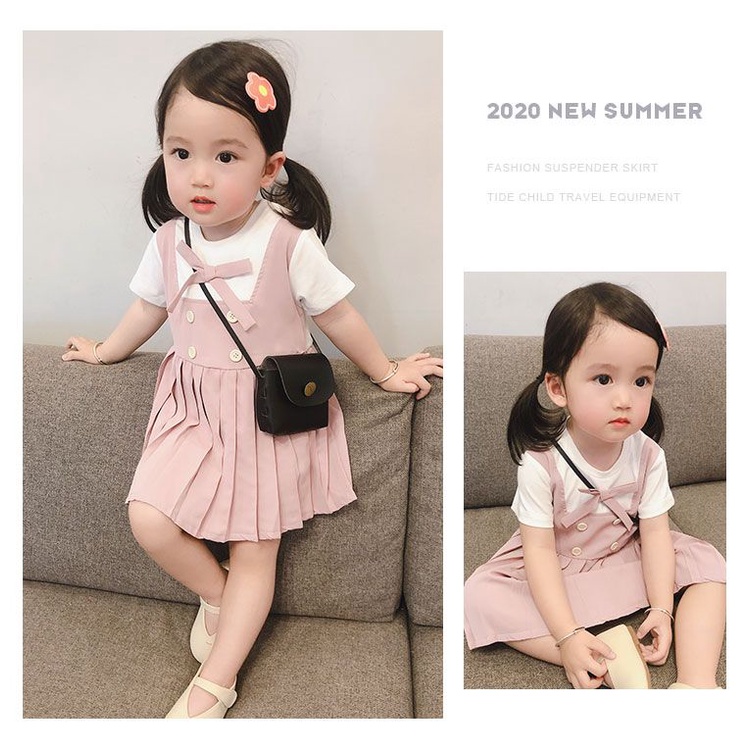 Đầm Ngắn Tay Xếp Ly Kiểu Công Chúa Đáng Yêu Dành Cho Bé Gái