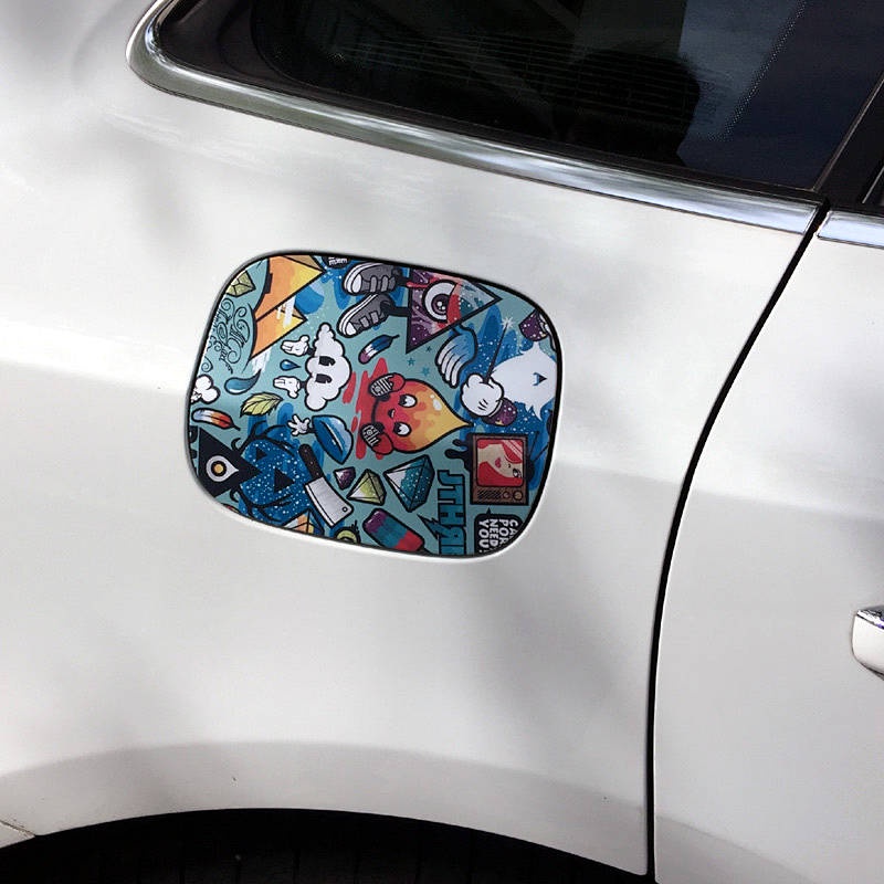 Creative Automotive Fuel Tank Cap Modified Graffiti Stickers Reflective Mirror Car Cartoon Waterproof Scratch Hidden Personality Decorative Cover Stickers Cute stickers Car fuel tank cap decoration