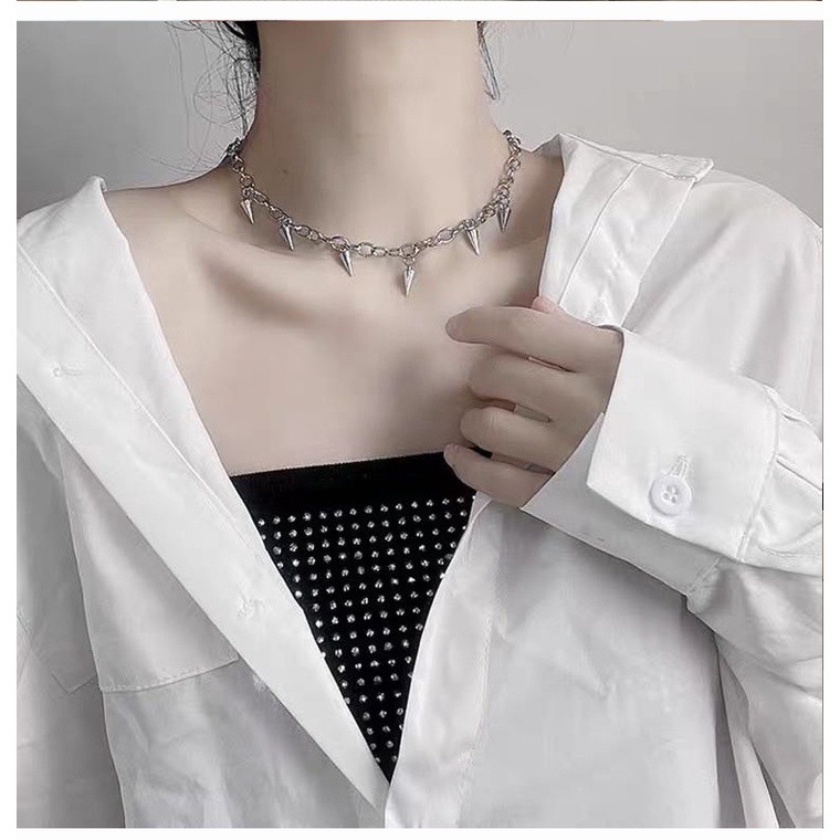 Vòng Cổ Choker Đính Đinh Tán Phong Cách Punk Hip Hop Tối Giản Thời Trang Cho Nam Và Nữ