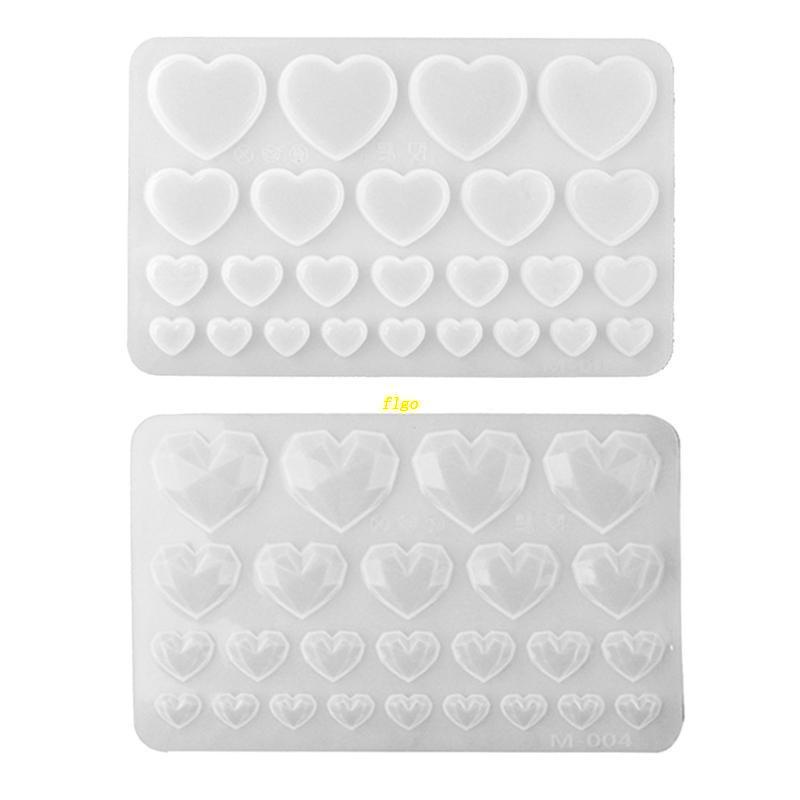 Bộ 2 Khuôn Silicone Làm Móc Khóa / Rèm Cửa Hình Trái Tim / Kim Cương DIY
