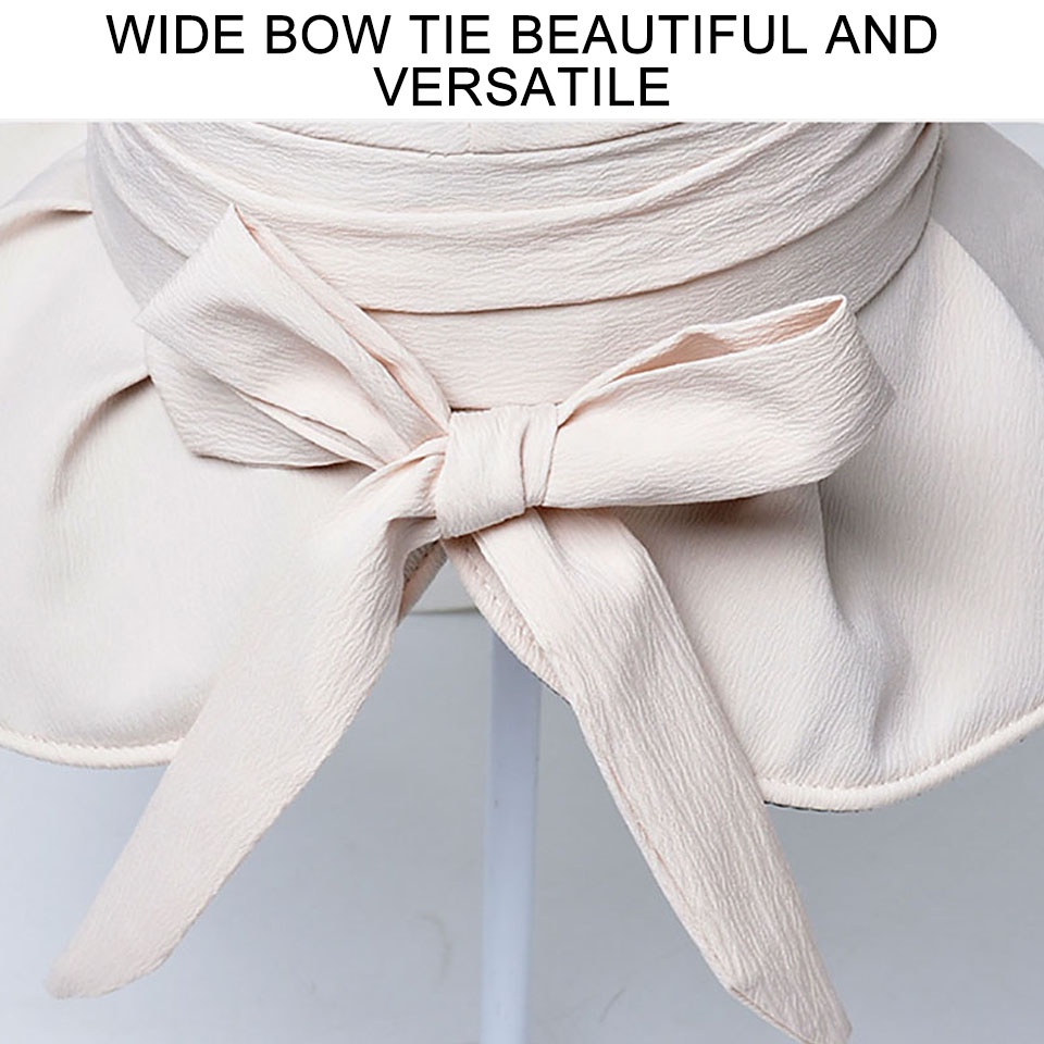 Mũ Tai Bèo Chống Nắng Tia UV Dán Keo Đen Đính Nơ Thời Trang Mùa Hè Cho Nữ