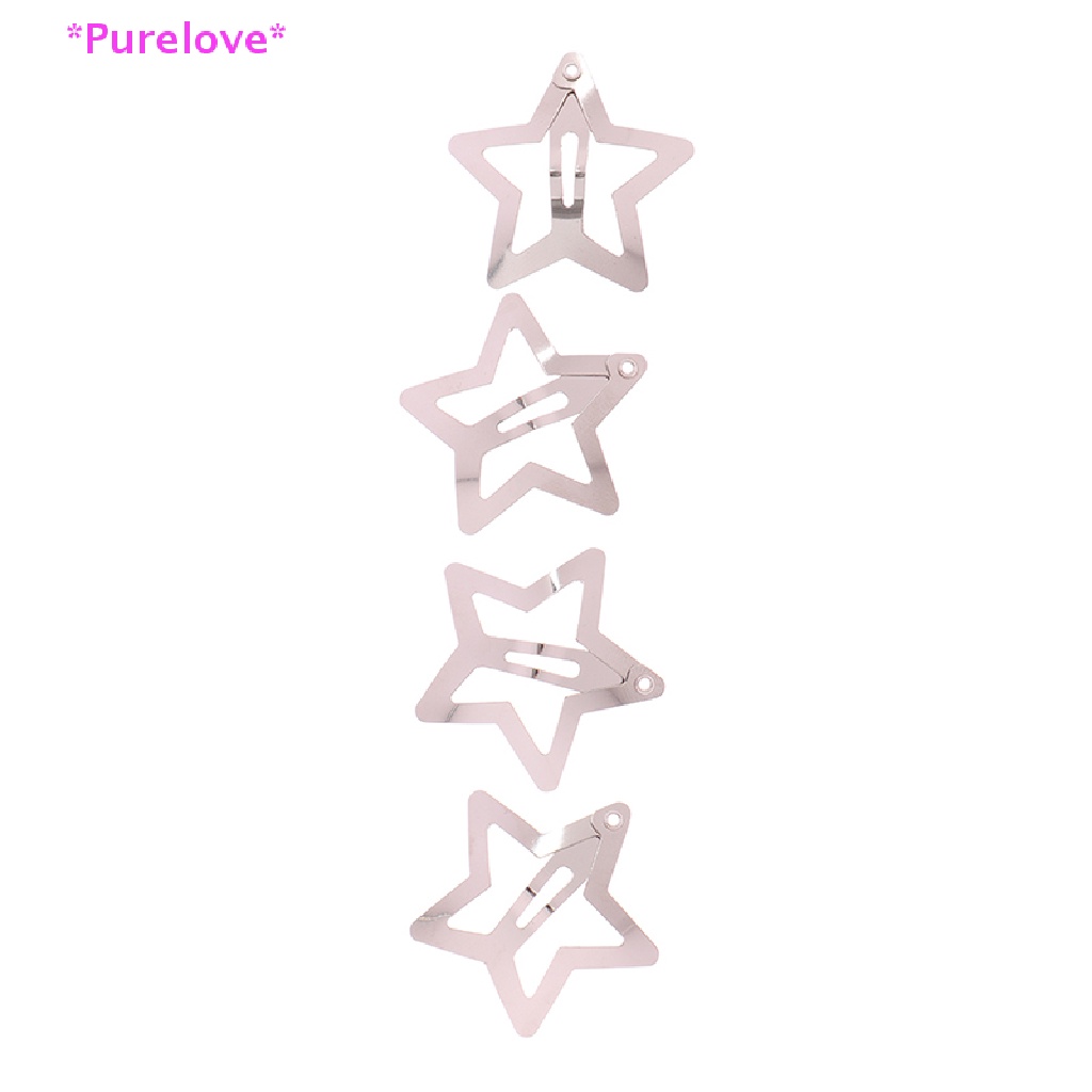 Set 4 Kẹp Tóc BB Hình Ngôi Sao Màu Bạc Đơn Giản Cho Nữ Mới