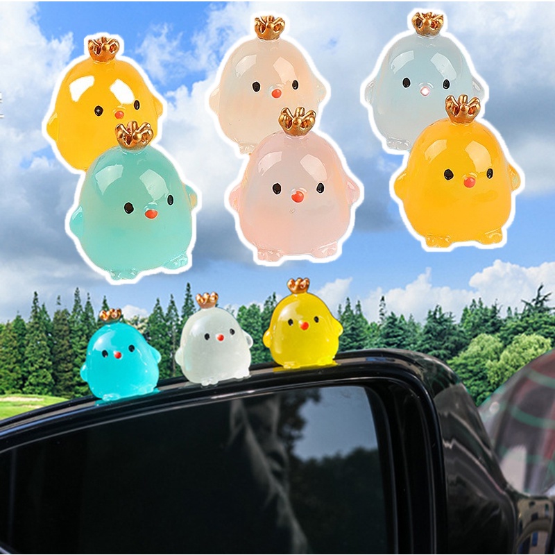 Đồ Chơi Gà Hoạt Hình Bằng Nhựa Resin Phát Sáng Tự Dính Chống Nước Trang Trí Gương Chiếu Hậu Xe Hơi