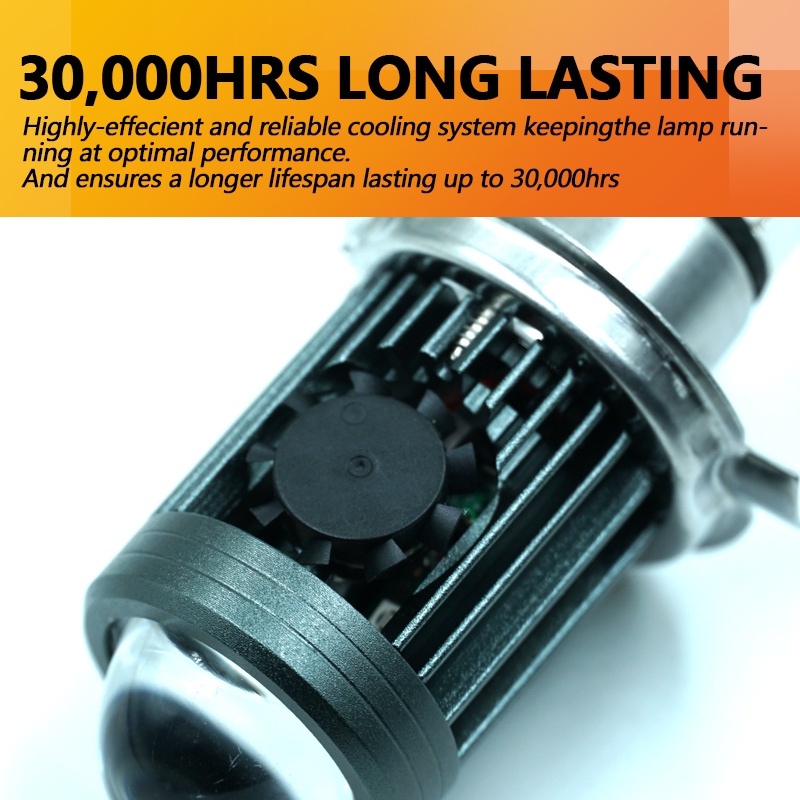 Đèn Pha LED H4 HS1 H6 BA20D Hi / Lo Kèm Quạt Làm Mát Cho Xe Máy