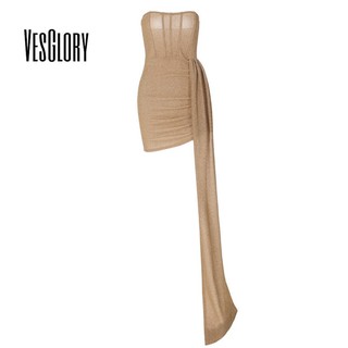VesGlory Nữ Khâu Ren-up Gợi Cảm Quấn Ngực Mông Đầm