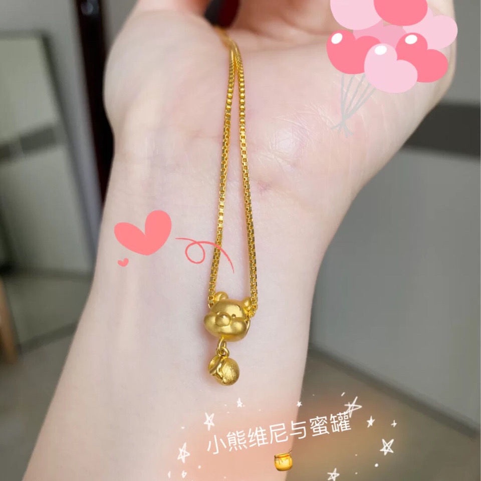 Vòng cổ Bạc 925 Mặt Hình Winnie the Pooh Không Phai Màu