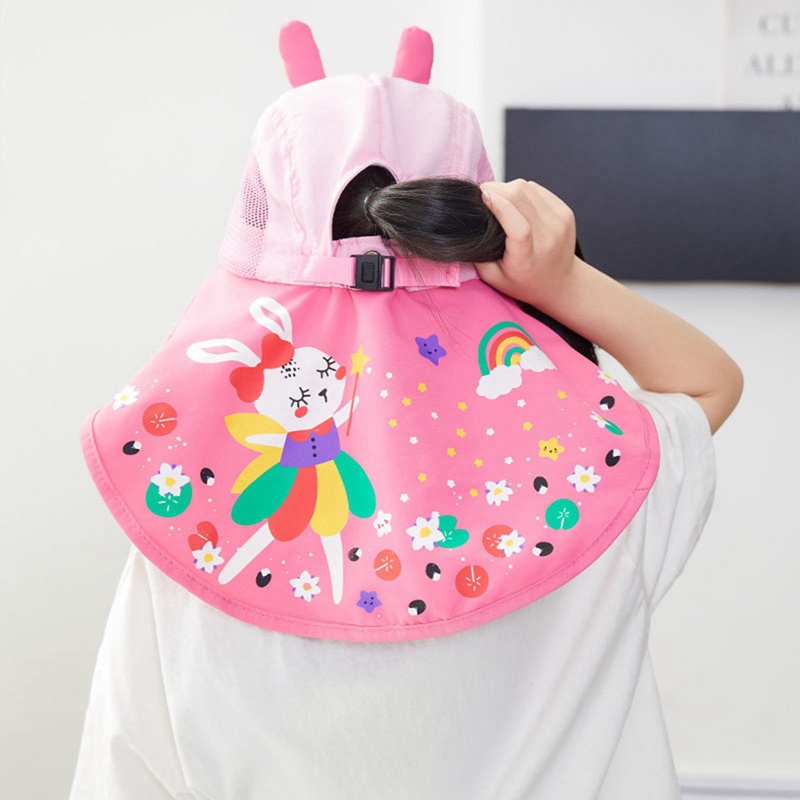 Mũ Vành Tròn Chống Tia UV In Hình Kỳ Lân Dễ Thương Cho Bé Gái