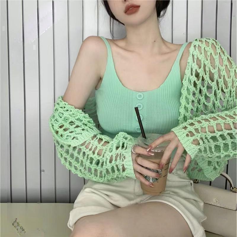 Áo Khoác Cardigan Dệt Kim Chống Nắng Hai Dây Thiết Kế Gợi Cảm Phong Cách Mới 2023 0759 Cho Nữ