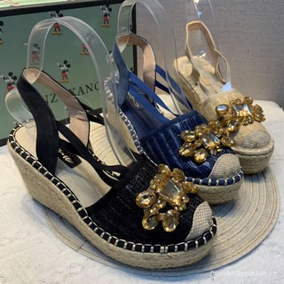 Giày sandal đế xuồng hở ngón đính đá thời trang dành cho nữ