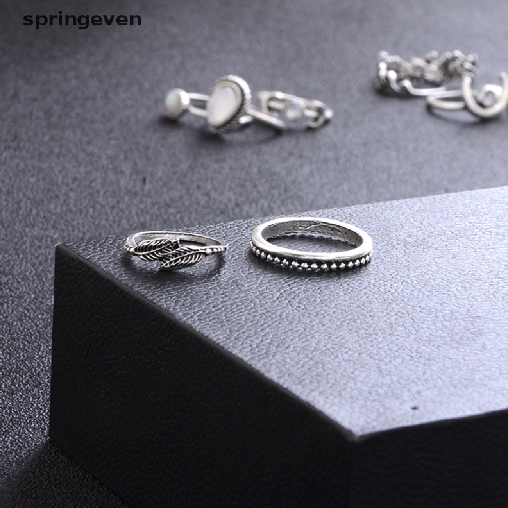 Set 14 Nhẫn Đốt Ngón Tay Nhiều Kiểu Đính Đá Pha Lê Phong Cách Boho