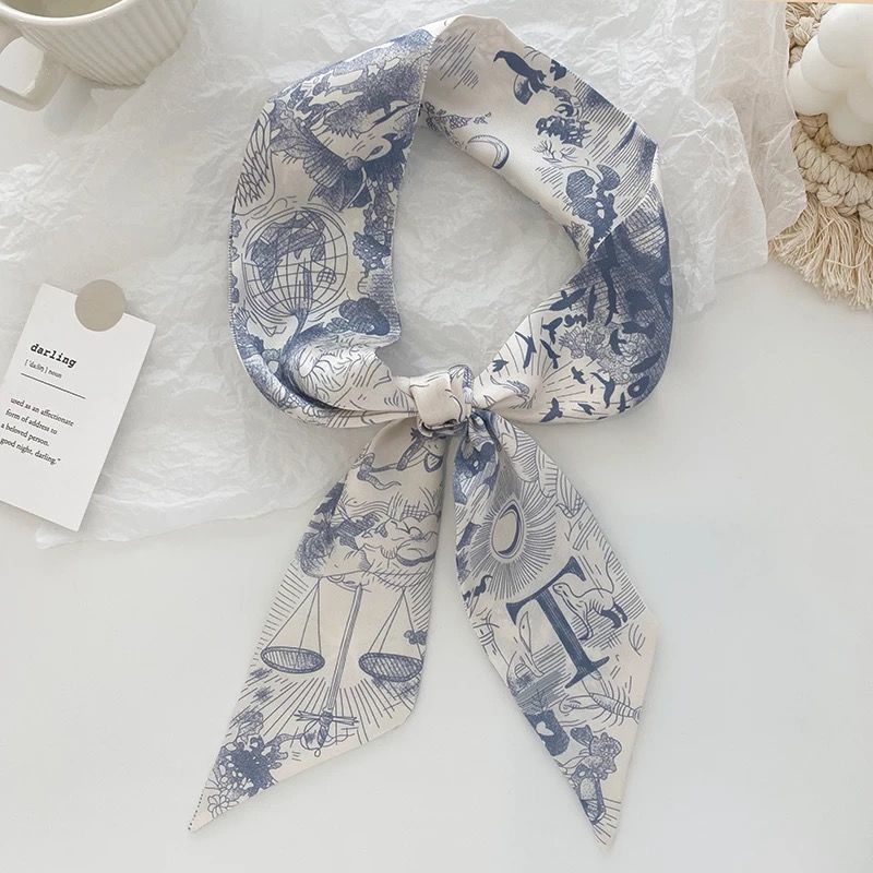 Khăn Quàng Cổ Lụa In 26 Chữ Phong Cách Hàn Quốc Thanh Lịch