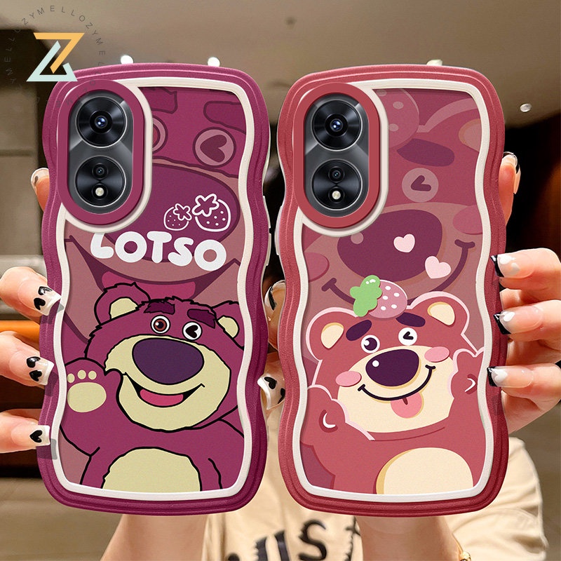OPPO Reno8 T 5G Reno8 T 4G Reno8 Z 5G Reno7 Z 5G Reno 8 5G Reno 6 5G Reno 5 Realme C55 C35 C21Y C20 Narzo 50 5G Narzo 50A Prime Vỏ điện thoại silicon hình gấu dâu trong suốt hình gợn sóng