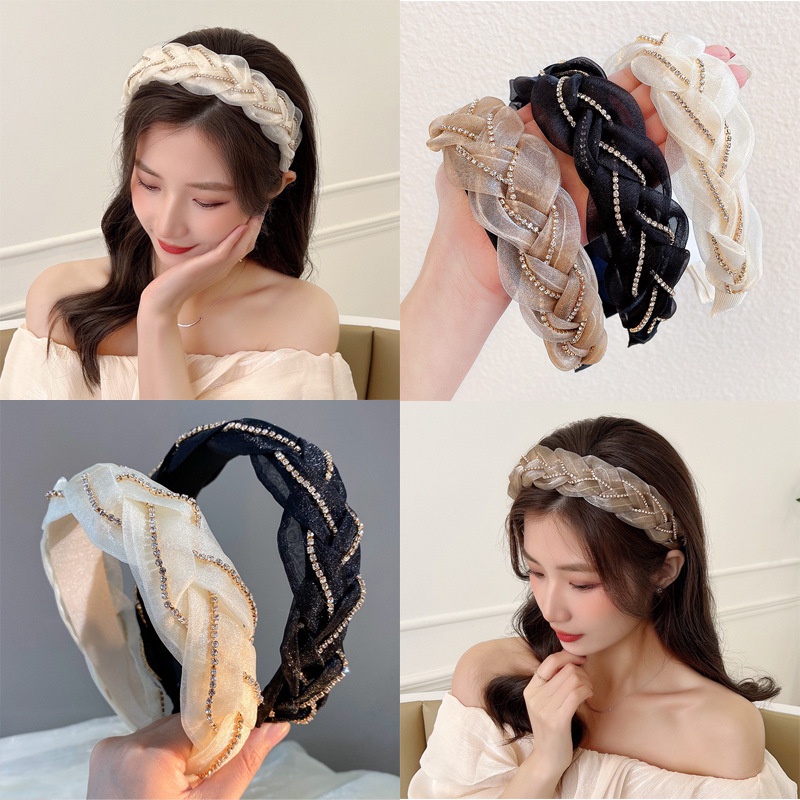 Băng Đô Vải Gạc Vành Rộng Đính Đá Thời Trang Mùa Hè 2023 Mới