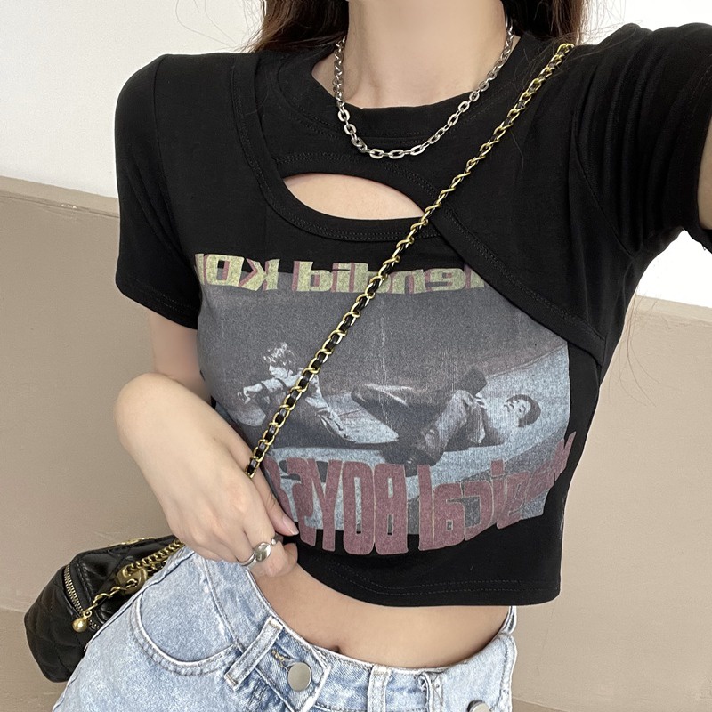 NRVP Áo Thun Tay Ngắn In Họa Tiết Phong Cách Hàn Quốc Mới Cho Nữ