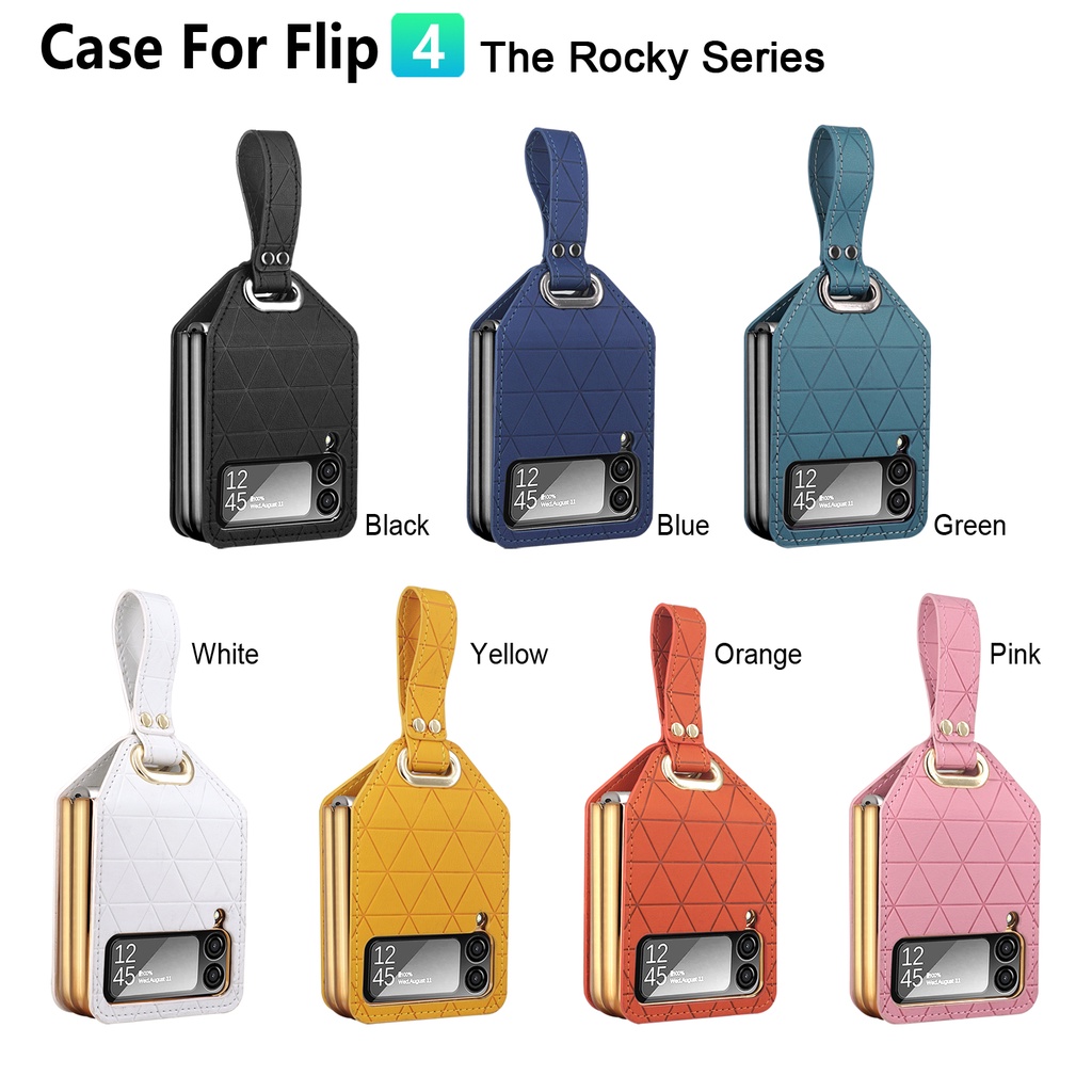 Ốp Điện Thoại Da Nắp Gập Bảo Vệ Ống Kính Có Dây Đeo Tay Kiểu Doanh Nhân Cho Samsung Galaxy Z Flip 4 Samsung Z Flip4 Flip Z 4