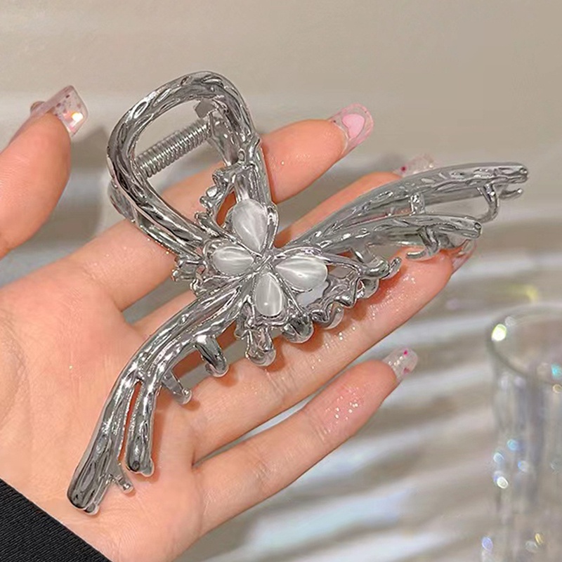 Kẹp Tóc Càng Cua Kim Loại Đính Đá Opal Lớn Phong Cách Mùa Hè 2023 Cho Nữ