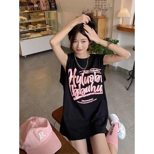 Áo Thun Ba Lỗ Dáng Rộng In Chữ Phong Cách Hàn Quốc Thời Trang Mùa Hè Dành Cho Nữ / 5873