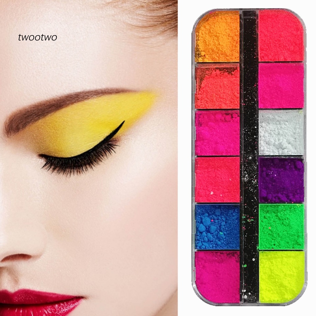 1 Hộp Phấn Mắt Dạ Quang 12 Màu Sắc Tùy Chọn Trang Điểm Không Phai Màu Dành Cho Bạn Gái