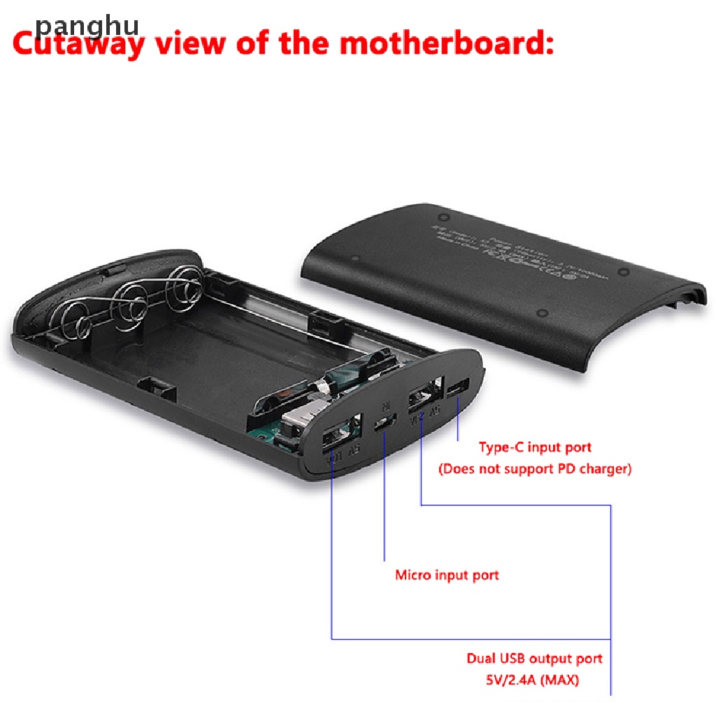 Hộp Sạc Dự Phòng panghu 3.7V 18650 DIY 3 Ngăn Tiện Dụng