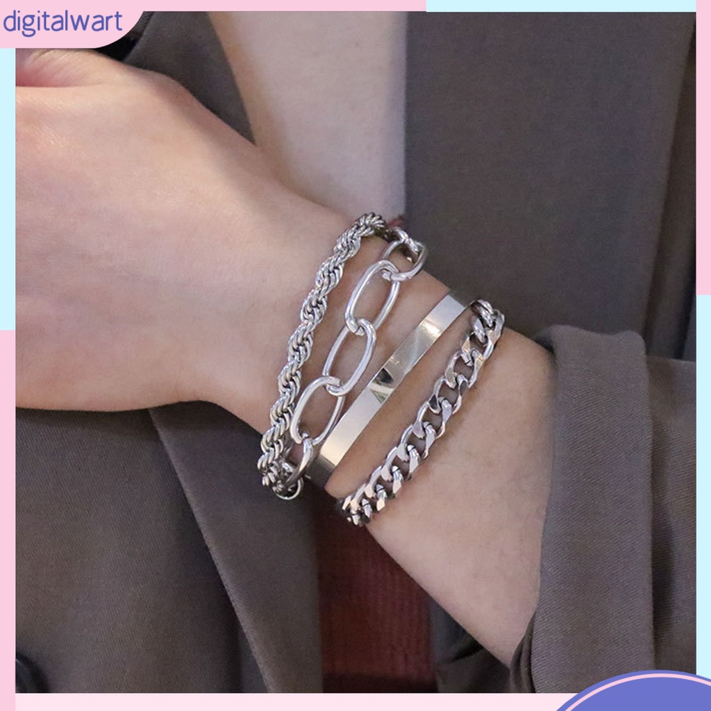 Set 4 Vòng Đeo Tay Mạ Điện Không Phai Phong Cách Vintage Thời Trang Cho Nữ