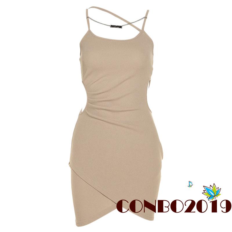 Đầm Ngắn Không Tay Xẻ Tà Màu Sắc Thời Trang Cho Nữ