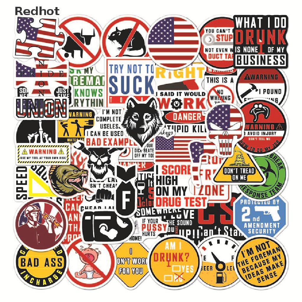 Bộ 50 Miếng Dán Cứng In Chữ Hài Hước Cho Xây Dựng