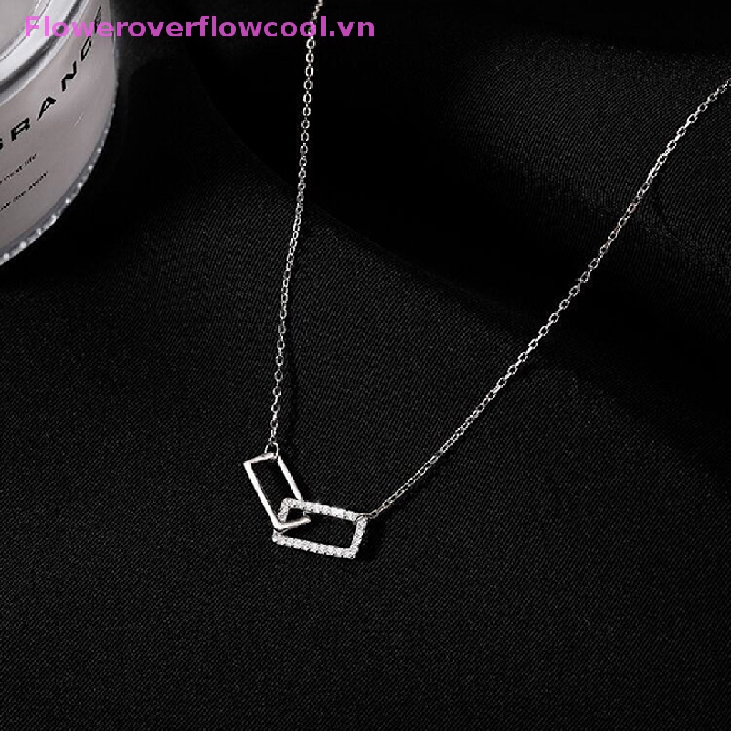 Vòng cổ Hai Lớp Mặt Vuông Đính Đá Lấp Lánh