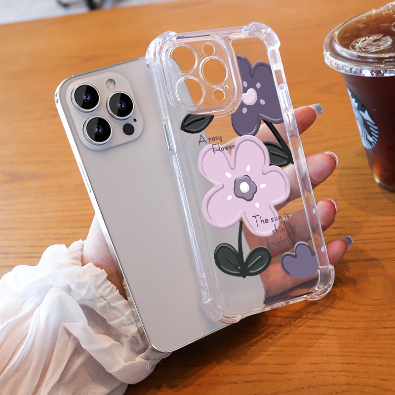Ốp Điện Thoại TPU Mềm Trong Suốt Họa Tiết Hoa Độc Đáo Chống Sốc Cho IPhone 11 14 13 12 Pro XS Max X XR 7 + 8 6 6S Plus Sự Bảo Vệ