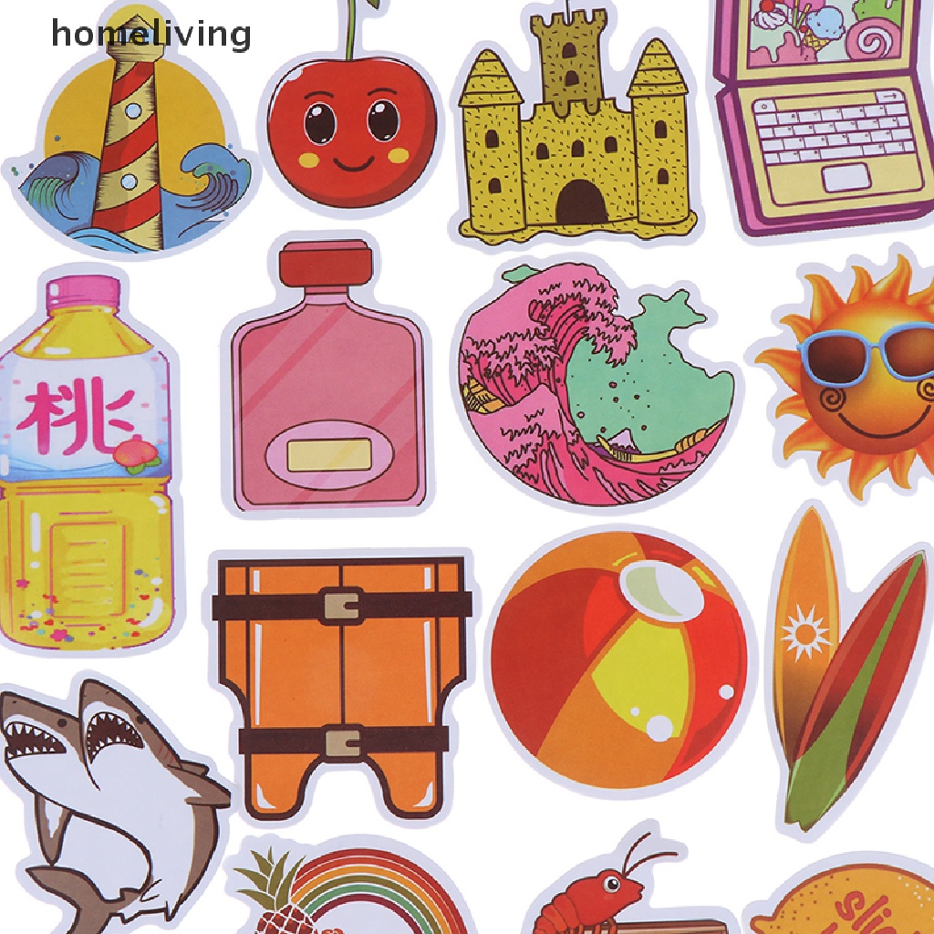 Bộ 50 Miếng Dán Hoạt Hình Dễ Thương Trang Trí Laptop Vali Guitar Ván Trượt